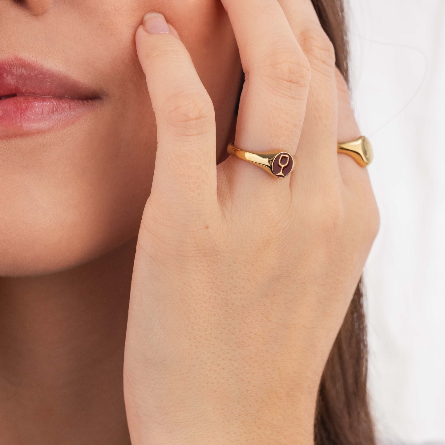 RED WINEGLASS ring gold