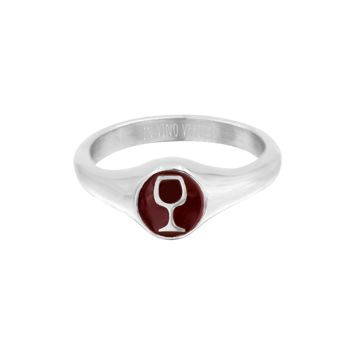 RED WINEGLASS Ring Silver